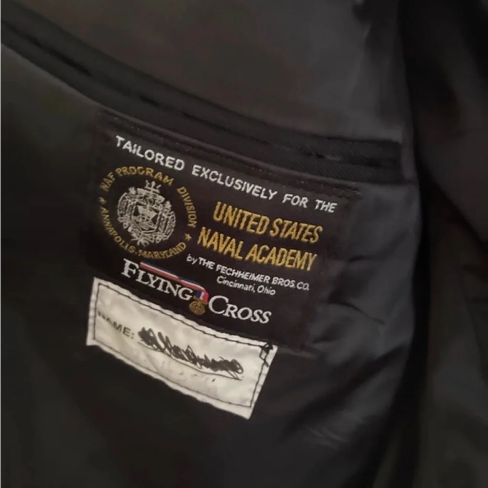 Black Double-Breasted Coat with Gold Trim
